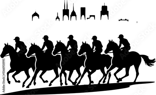 Horse Racing  Action Finish Line Silhouette vector bundle
