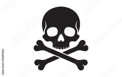 Black skull and crossbones symbol white