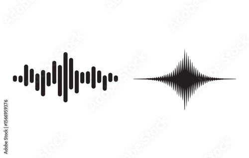Black sound wave and oscillating waveform audio equalizer