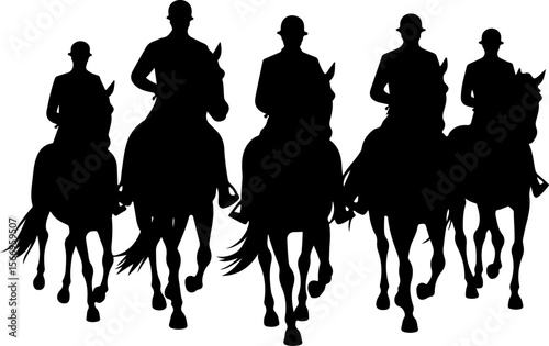 horses, riders, equestrian mountain city vector bundle