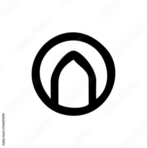 Pointed Thumb Emblem — Minimalist Directional Symbol, A black-and-white vector icon featuring a pointed thumb-like shape centered inside a circle — suggesting direction, identity, or gesture in a mode
