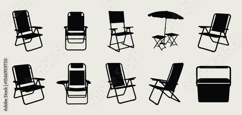 Collection of Outdoor Folding Chairs and Tables