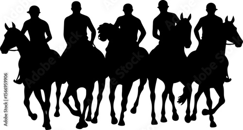 horses, riders, equestrian mountain city vector bundle