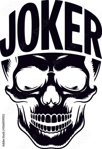 Stylized skull with the word joker incorporated into its forehead