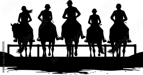 horses, riders, equestrian mountain city vector bundle