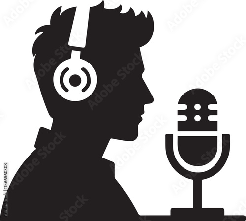 singer with microphone logo vector silhouette 