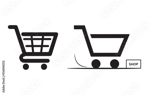 Shopping cart icons with shop button trolley commerce