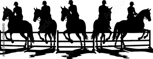 horses, riders, equestrian mountain city vector bundle