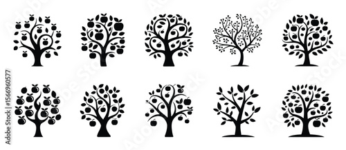 Collection of Black and White Apple Trees