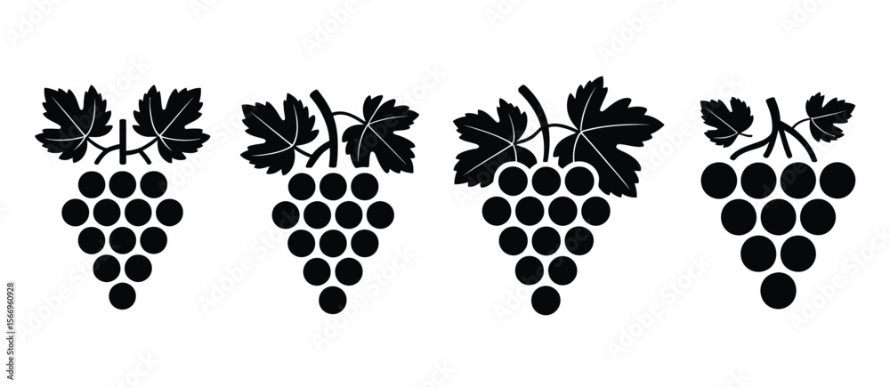 Fototapeta premium Black and White Grapevine Icons