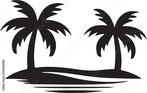 palm trees on the beach vector silhouette 