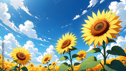 sunflowers on blue sky