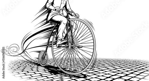 Vintage Bicycle Rider - Retro Transportation Art
