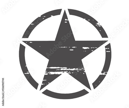Distressed Five Pointed Star in a Circle Graphic Element Design