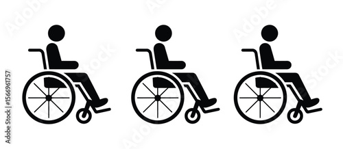 Three Wheelchair Icons in Different Perspectives