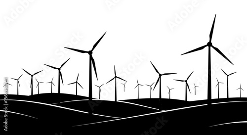 Wind Turbines Landscape - Renewable Energy Minimalist Art
