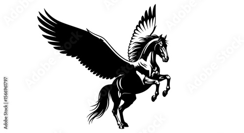 Majestic Pegasus Illustration - Mythological Winged Horse Art
