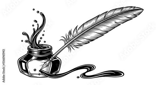 Quill and Ink Drawing - Classic Writing and Literary Art
