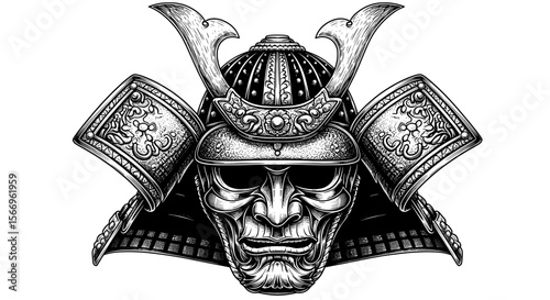 Traditional Samurai Mask - Japanese Warrior Armor Art
