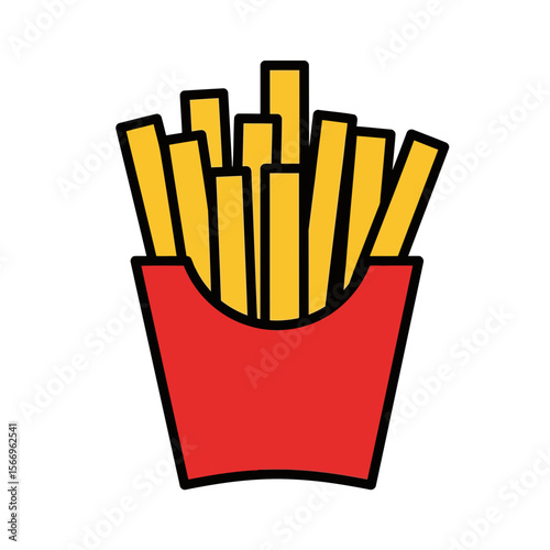 An icon of french fries in a red carton