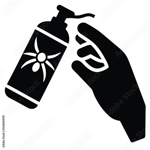 Vector Illustration Hand Holding Spider Repellent Spray Bottle
