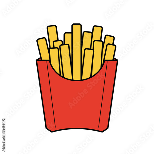 An icon of french fries in a red carton