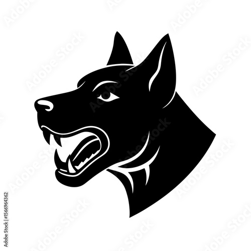 barking dog head icon silhouette on white backgrou.svg