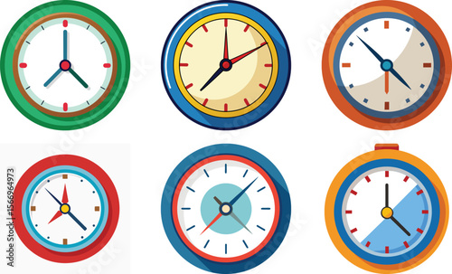 WebColorful Clocks Showing Different Times Time Management Concept