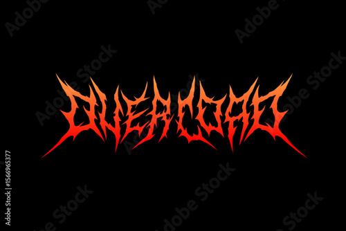 Overload typography vector with fiery gradient and metalcore aesthetic. ideal for band logos, heavy music merch, extreme designs, and streetwear art