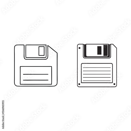 Monochrome floppy disk icons computer disk data storage