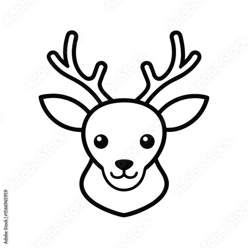 black outline line art a reindeer face on white ba.eps