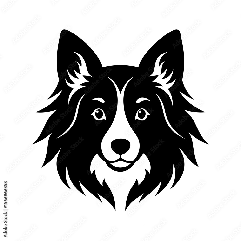 Naklejka premium border collie head icon silhouette on white backgr (2).svg