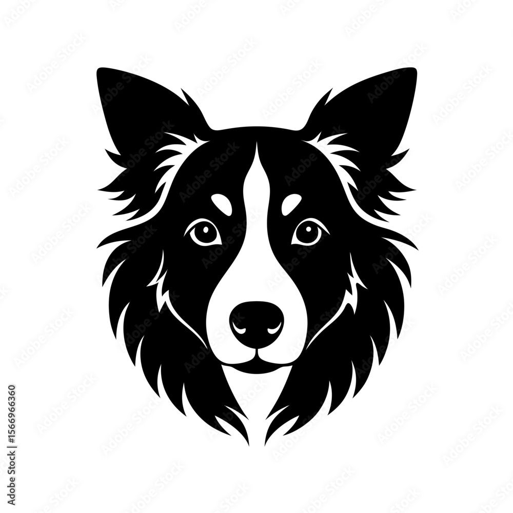 Fototapeta premium border collie head icon silhouette on white backgr (1).svg
