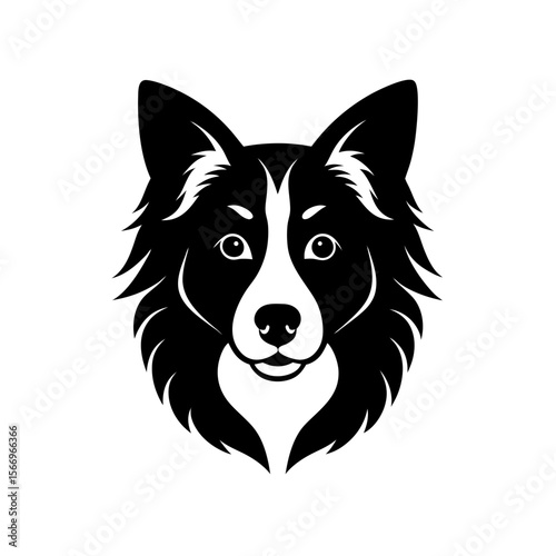 border collie head icon silhouette on white backgr (3).svg