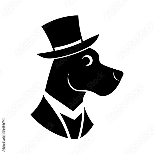 dog head with a top hat icon silhouette on white b.svg
