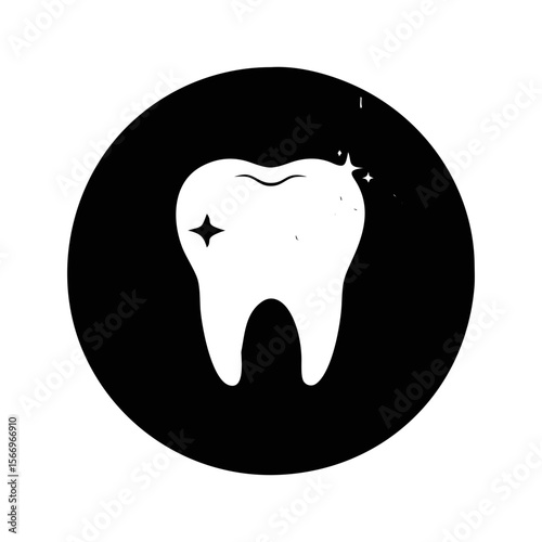 Shiny white tooth on black background, dental health and oral hygiene