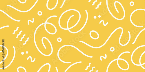 Abstract white shapes are arranged irregularly on a warm yellow background, presenting harmony