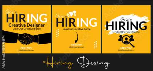 Professional vector template for we are hiring job vacancy announcement social media post design recruitment banner and employment promotion layout