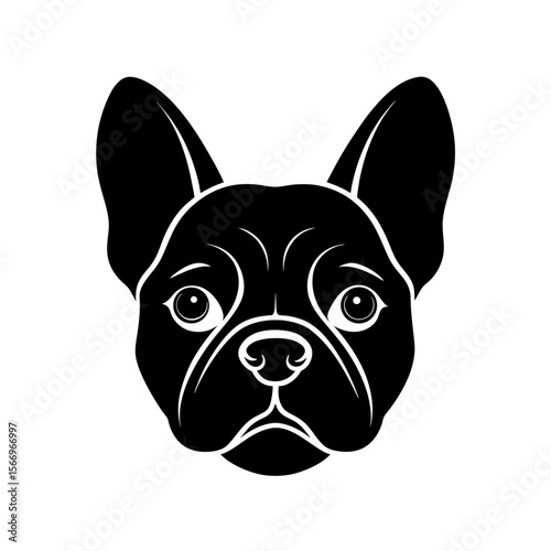 french bulldog head icon silhouette on white backg (2).svg