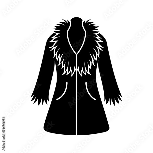 fur coat icon silhouette on white background (2).svg