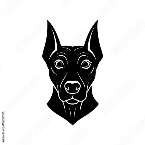 gothic style dog head icon silhouette on white bac.svg