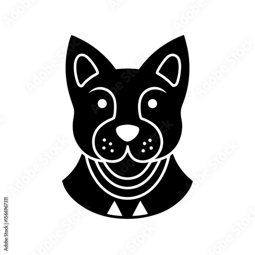 japanese style lucky dog head icon silhouette on w (3).svg