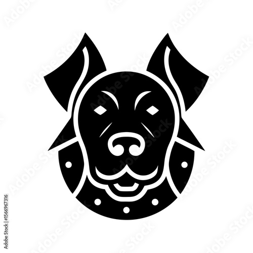 japanese style lucky dog head icon silhouette on w.svg