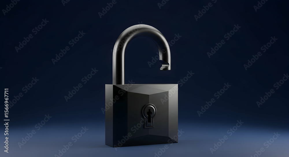 Fototapeta premium Open padlock 3 d model