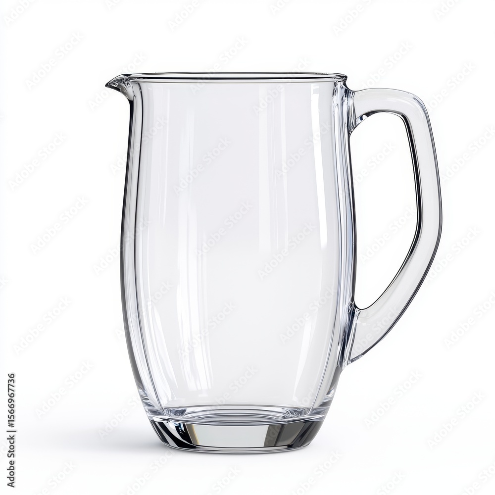 Clear Glass Pitcher on White Background Clear Glass Pitcher on White Background