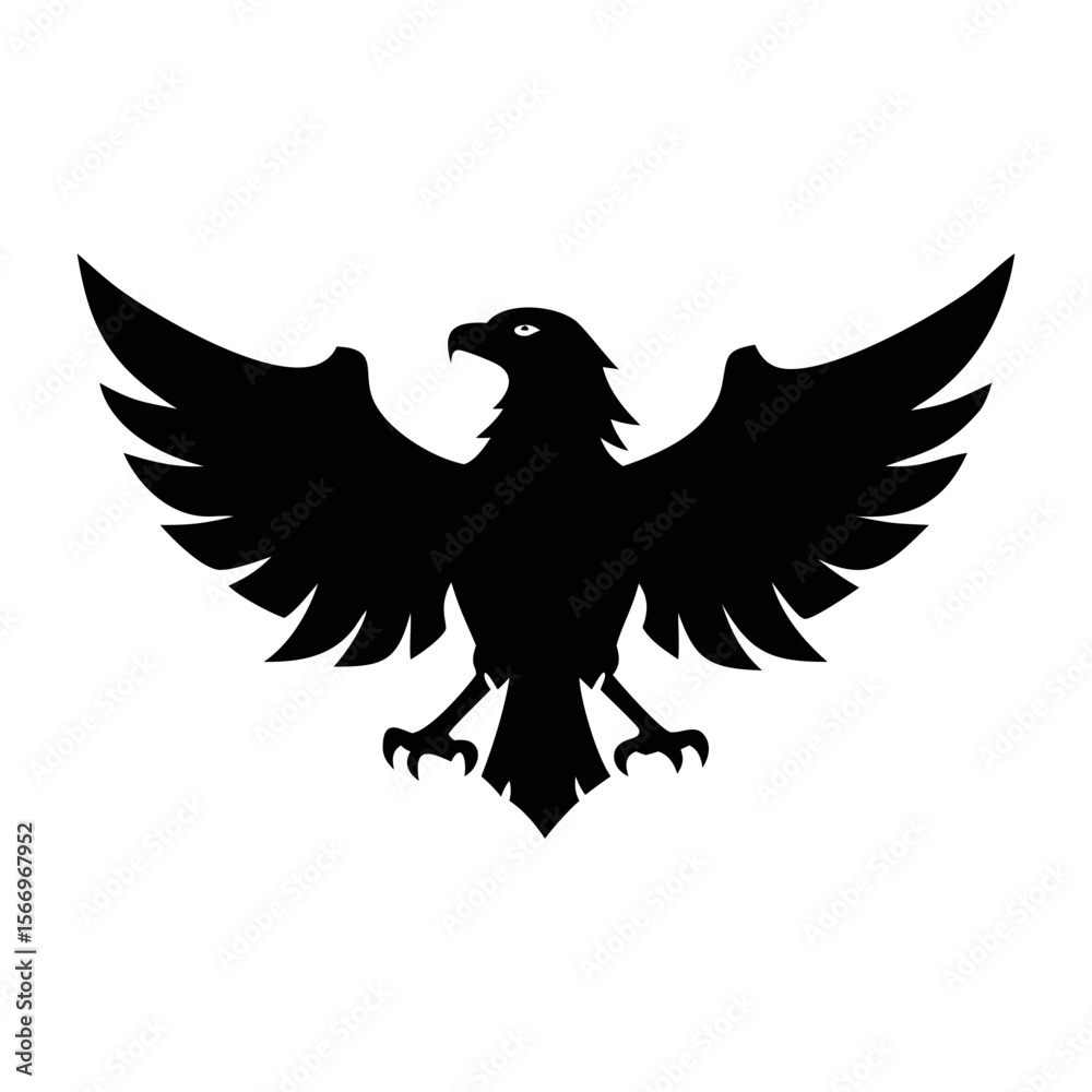 Fototapeta premium Majestic Eagle in Silhouette with Wings Spread Wide, Emblematic of Power