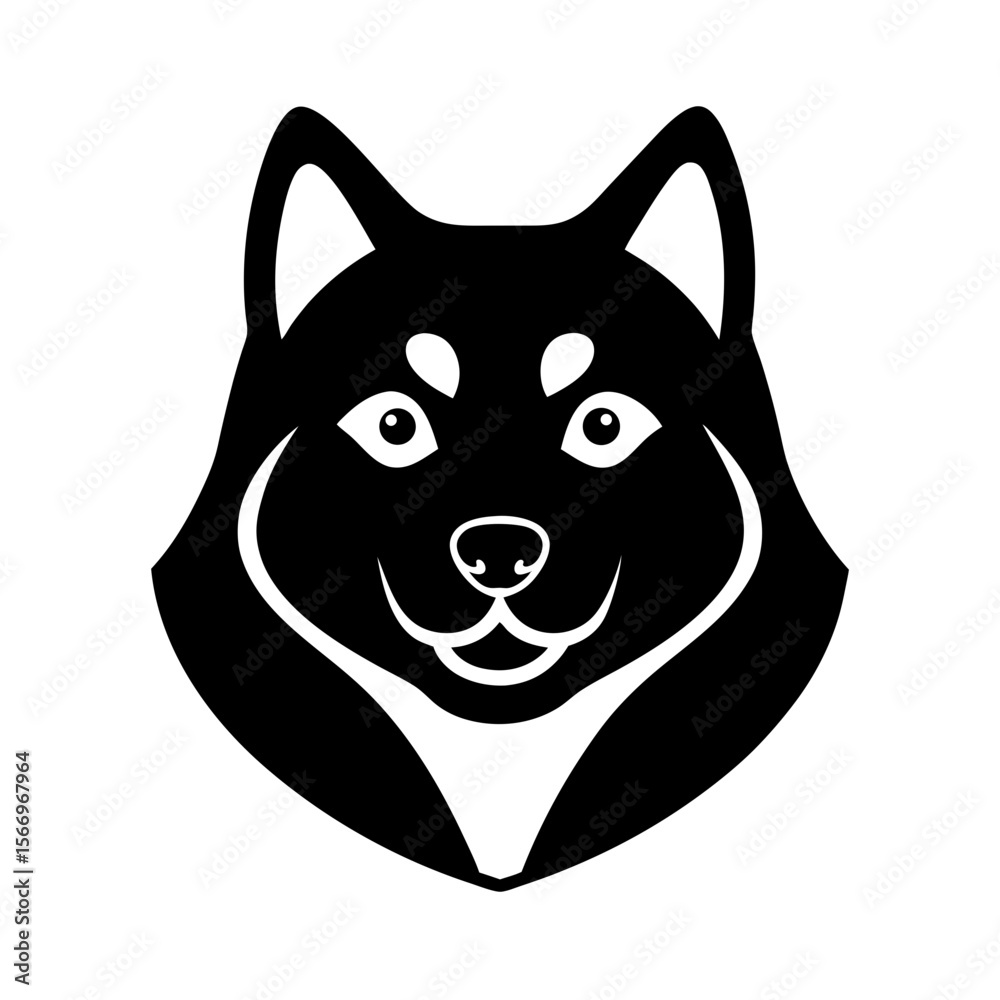 Obraz premium shiba inu head icon silhouette on white background.svg