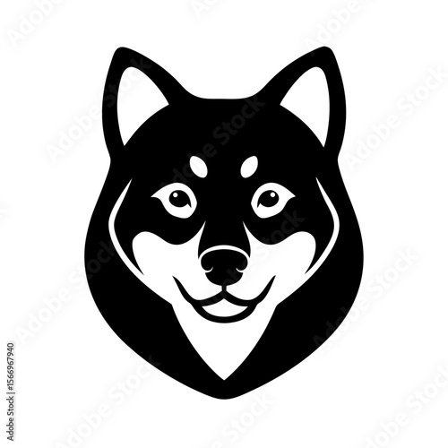 shiba inu head icon silhouette on white background (2).svg