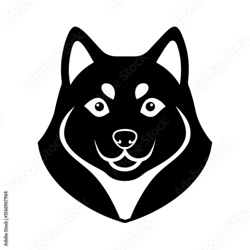 shiba inu head icon silhouette on white background.svg