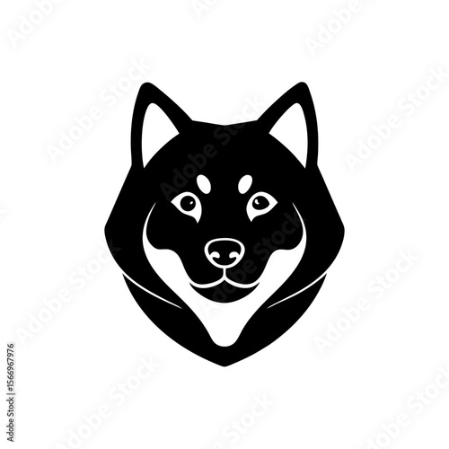 shiba inu head icon silhouette on white background (3).svg
